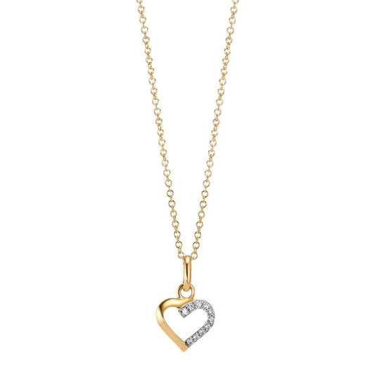 Pendant 18k Yellow Gold Zirconia 10 Stones Heart Ø8.5 mm