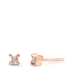 Stud earrings 18k Red Gold Diamond 0.01 ct, 2 Stones, w-si Ø3.5 mm