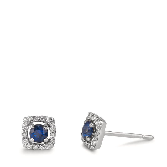 Stud earrings 18k White Gold Sapphire 34 Stones Ø5.5 mm