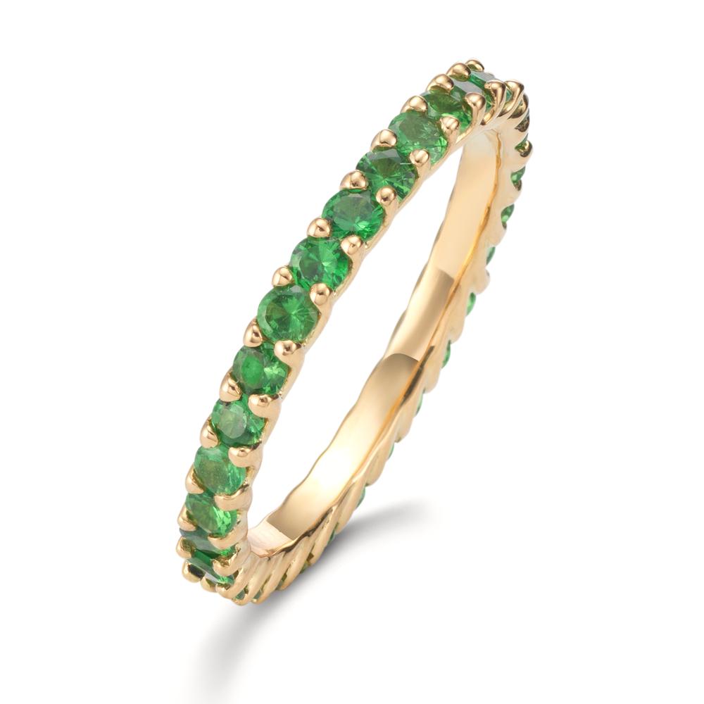 Memory ring 18k Yellow Gold Garnet Green, 1.20 ct, 30 Stones