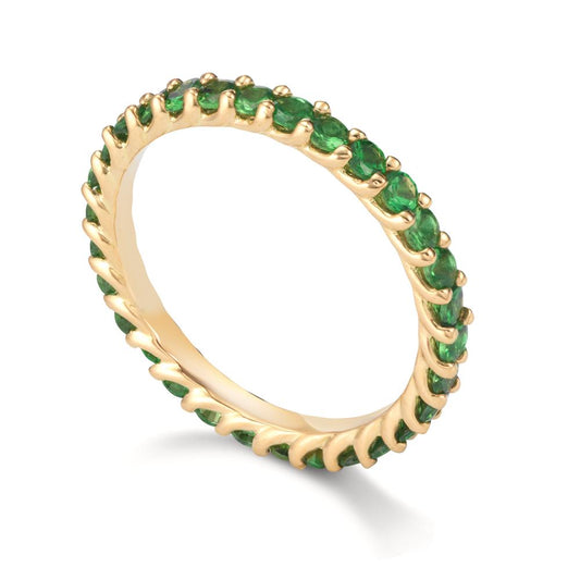 Memory ring 18k Yellow Gold Garnet Green, 1.20 ct, 30 Stones