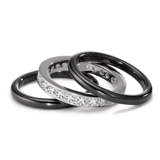 Ring 18k White Gold, Ceramic Diamond 1 ct, 25 Stones, brilliant