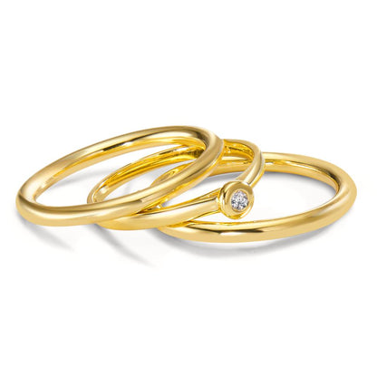 Ring 18k Yellow Gold Diamond White, 0.03 ct, w-si