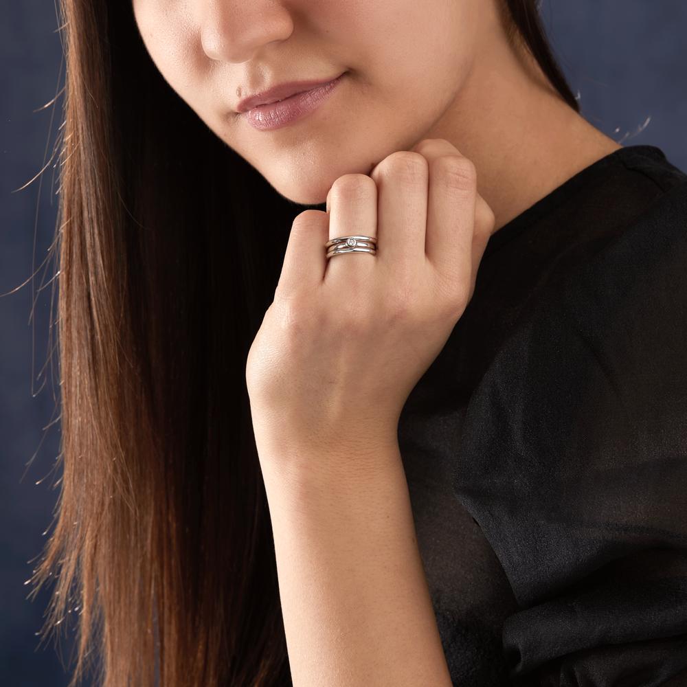 Ring 18k White Gold Diamond 0.03 ct, w-si