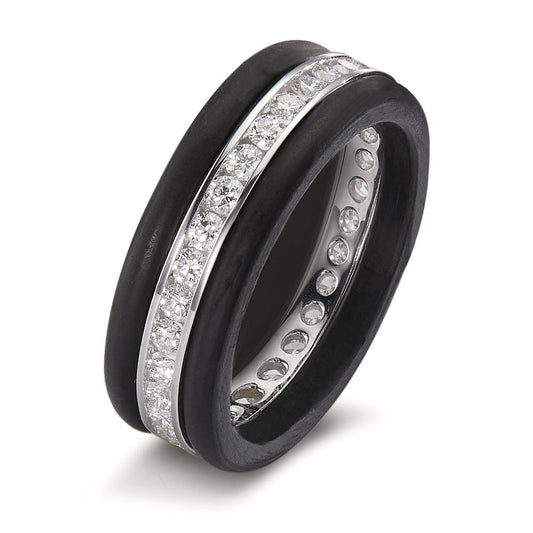 Ring 18k White Gold, Carbon Diamond 1 ct, 28 Stones, w-si