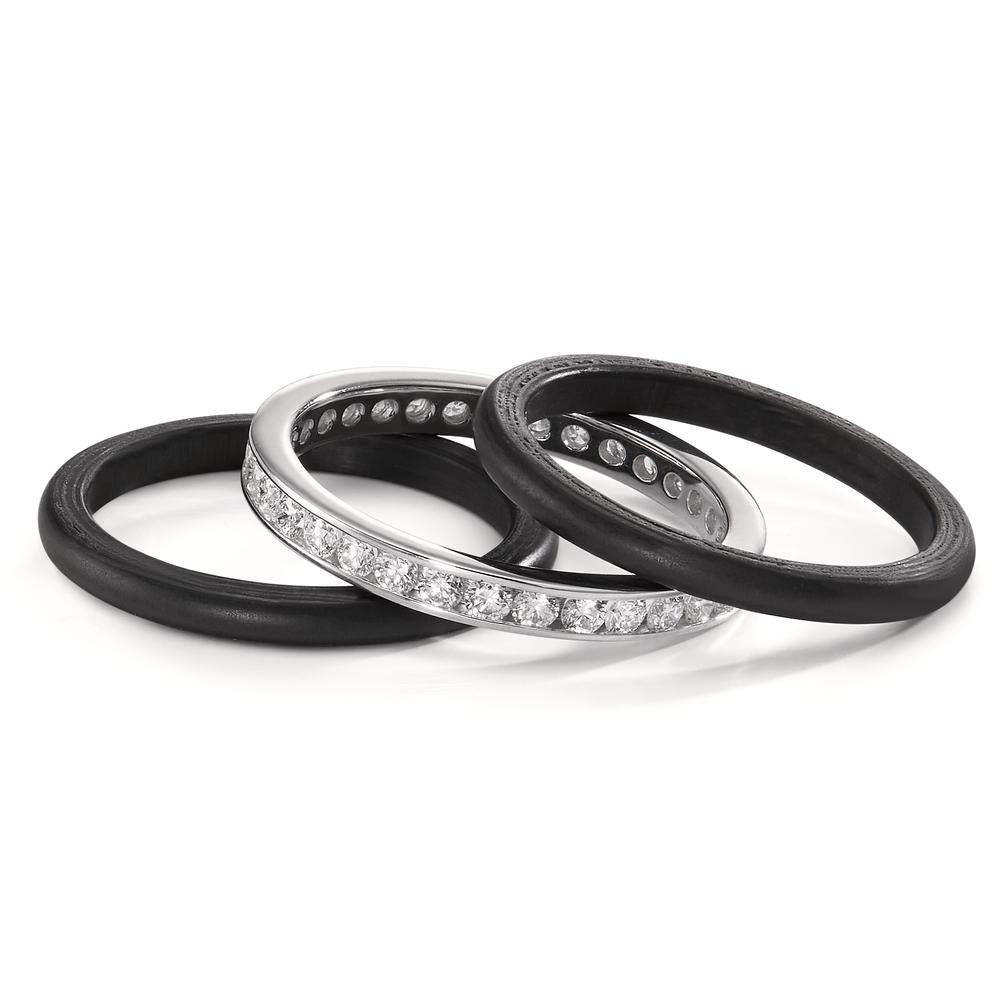 Ring 18k White Gold, Carbon Diamond 1 ct, 28 Stones, w-si