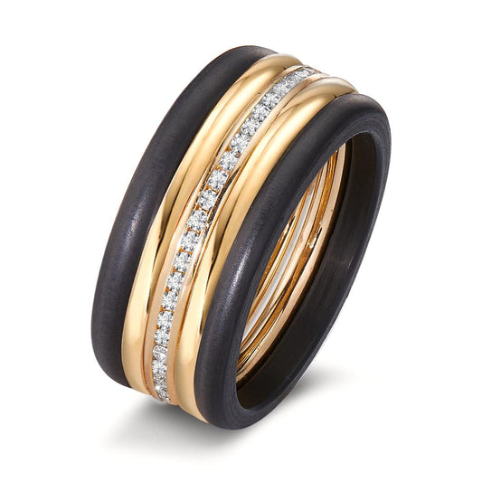 Ring 18k Yellow Gold, Carbon Diamond 0.25 ct, 50 Stones, w-si
