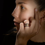 Ring 18k Yellow Gold, Carbon Diamond 0.25 ct, 50 Stones, w-si