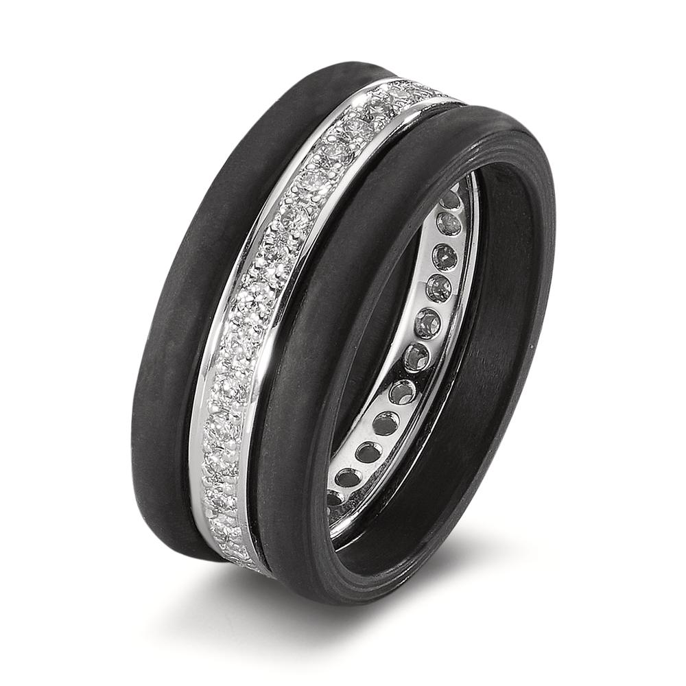 Ring 18k White Gold, Carbon Diamond 0.50 ct, 35 Stones, w-si