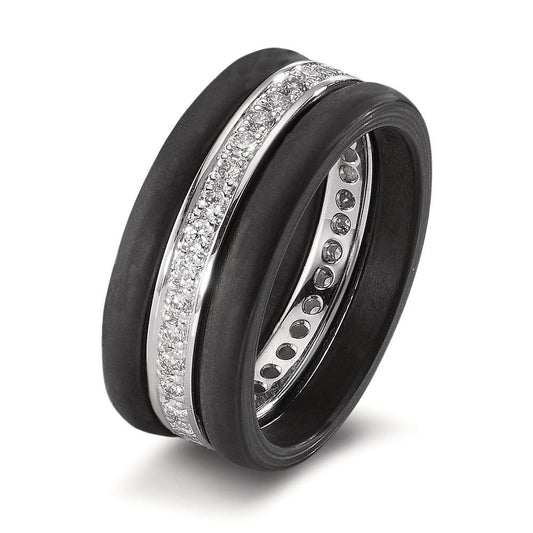 Ring 18k White Gold, Carbon Diamond 0.50 ct, 35 Stones, w-si