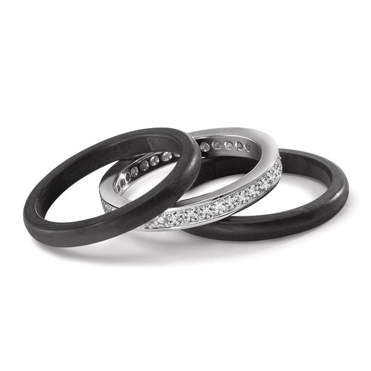 Ring 18k White Gold, Carbon Diamond 0.50 ct, 35 Stones, w-si