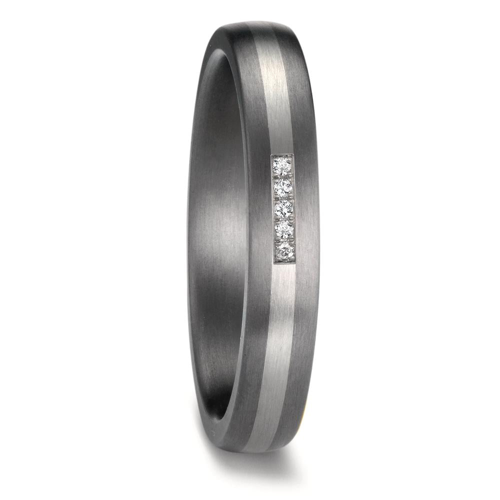 Wedding Ring Tantal 999, Platinum 950 Diamond 0.017 ct, 5 Stones, w-si