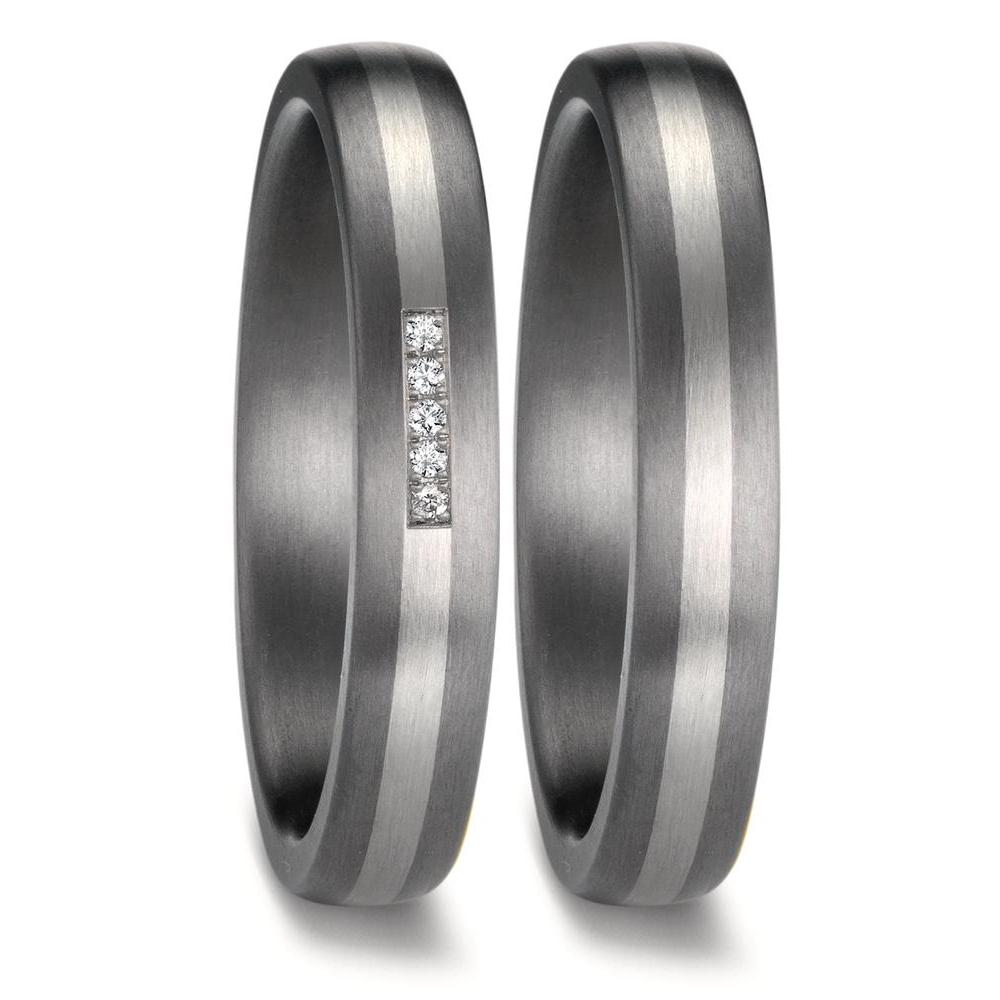 Wedding Ring Tantal 999, Platinum 950 Diamond 0.017 ct, 5 Stones, w-si