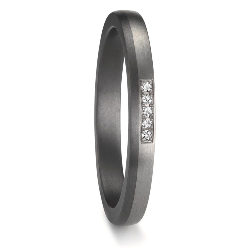 Wedding Ring Tantal 999, Platinum 950 Diamond 0.035 ct, 5 Stones, w-si