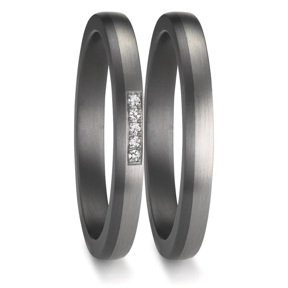 Wedding Ring Tantal 999, Platinum 950 Diamond 0.035 ct, 5 Stones, w-si