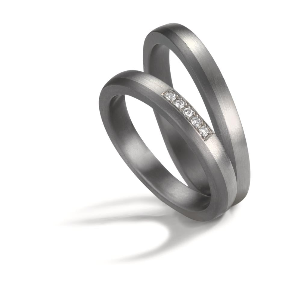 Wedding Ring Tantal 999, Platinum 950 Diamond 0.035 ct, 5 Stones, w-si