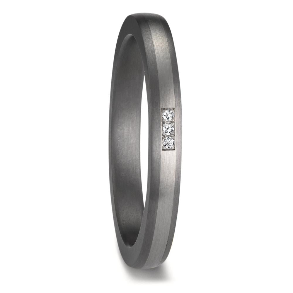 Wedding Ring Tantal 999, Platinum 950 Diamond 0.01 ct, 3 Stones, w-si