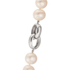 Necklace Silver Rhodium plated Freshwater pearl White, 12 mm 50 cm