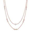 Necklace Silver Zirconia 10 Stones Rose Gold plated Shining pearls White, 5 mm 40-45 cm