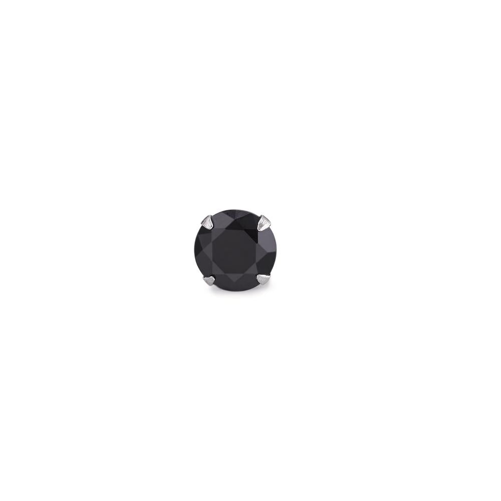 Single stud earring Silver Zirconia Black Ø7 mm