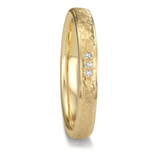 Wedding Ring 18k Yellow Gold Diamond 0.015 ct, 3 Stones, tw-vsi