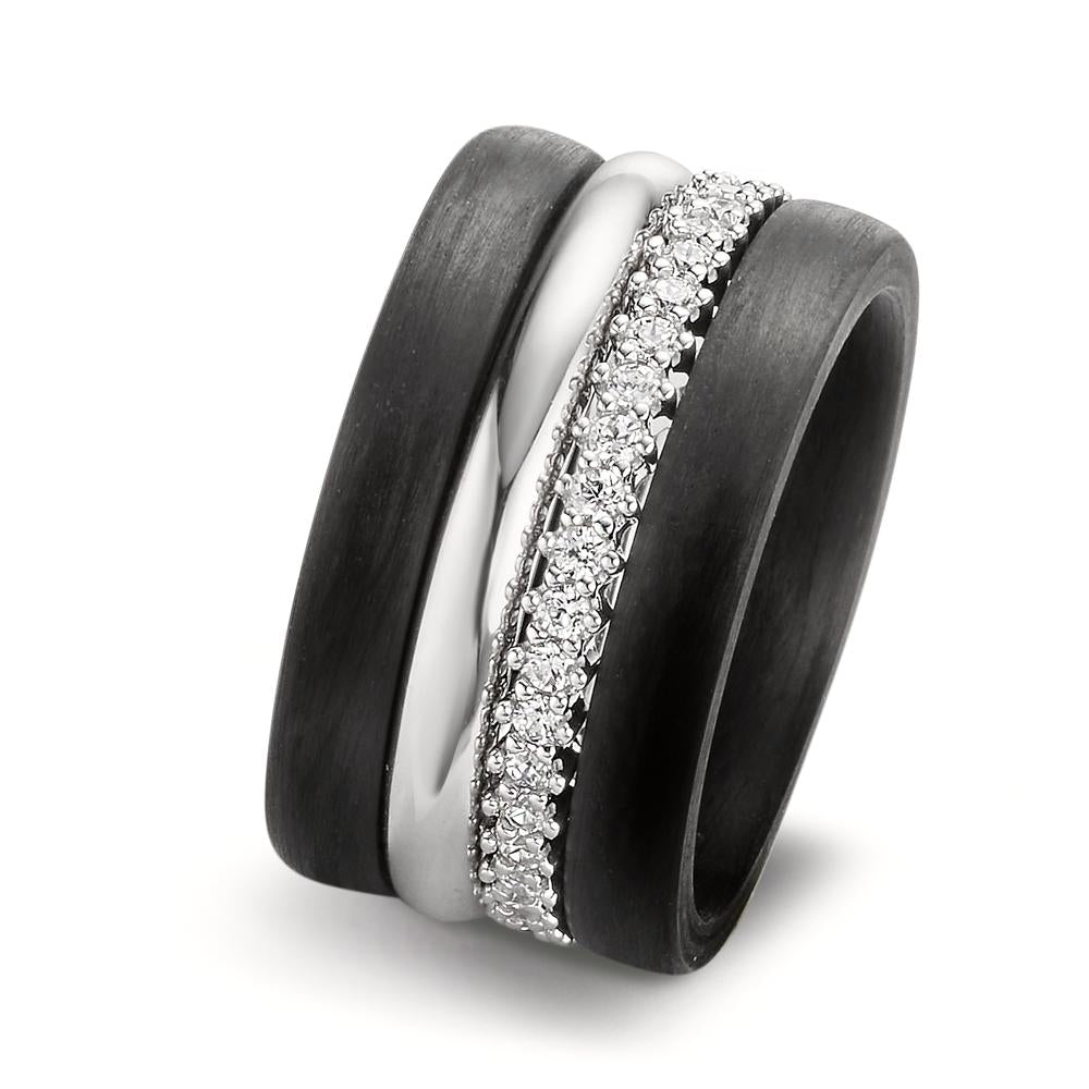 Ring set 18k White Gold, Carbon Zirconia
