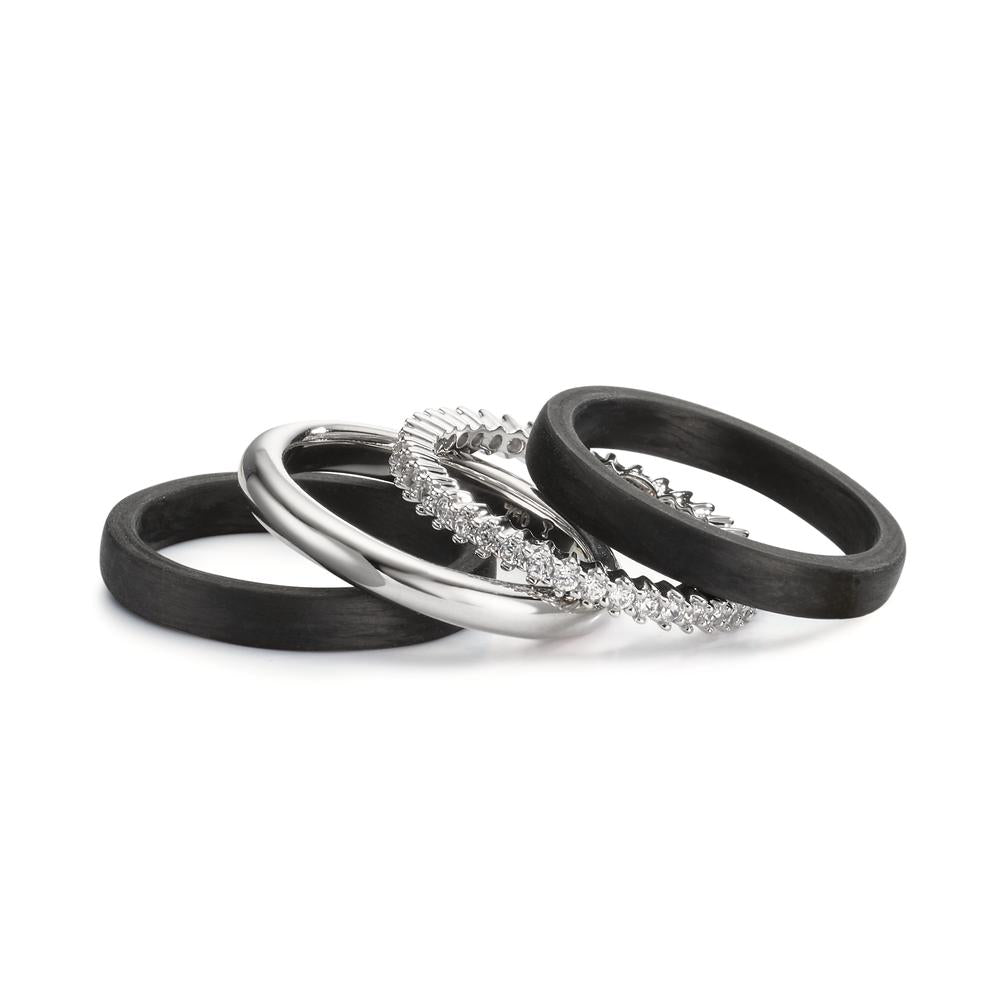 Ring set 18k White Gold, Carbon Zirconia