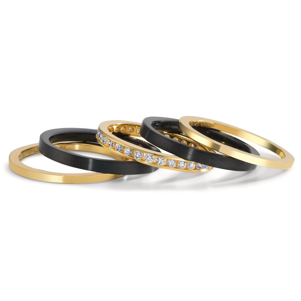 Ring set 18k Yellow Gold, Titanium Diamond 0.50 ct, w-si