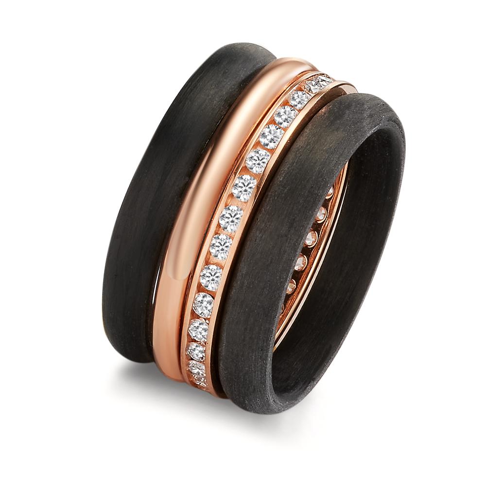 Ring set 18k Red Gold, Carbon Diamond 0.50 ct, w-si
