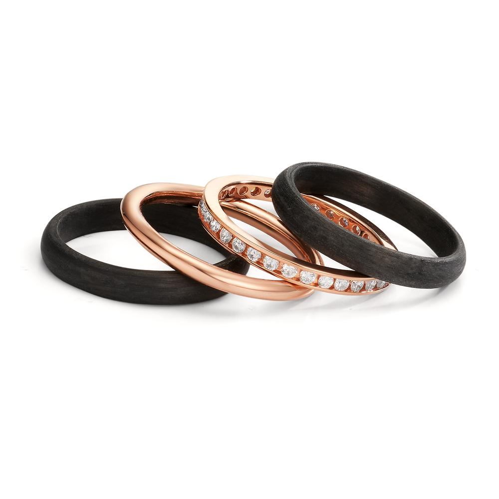 Ring set 18k Red Gold, Carbon Diamond 0.50 ct, w-si