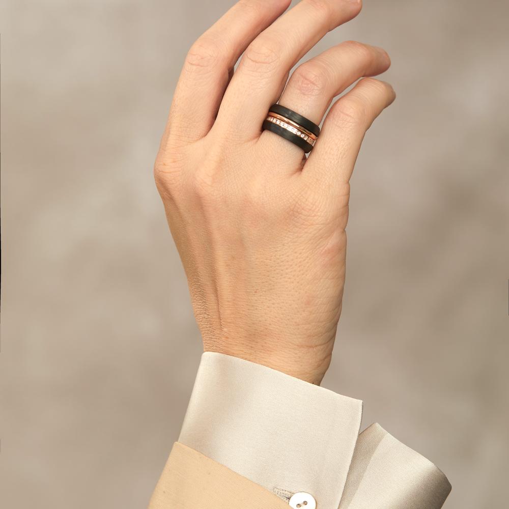 Ring set 18k Red Gold, Carbon Diamond 0.50 ct, w-si