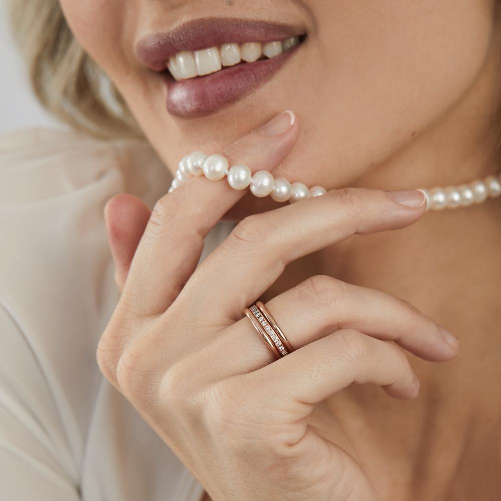 Ring set 18k Red Gold Diamond 0.50 ct, w-si