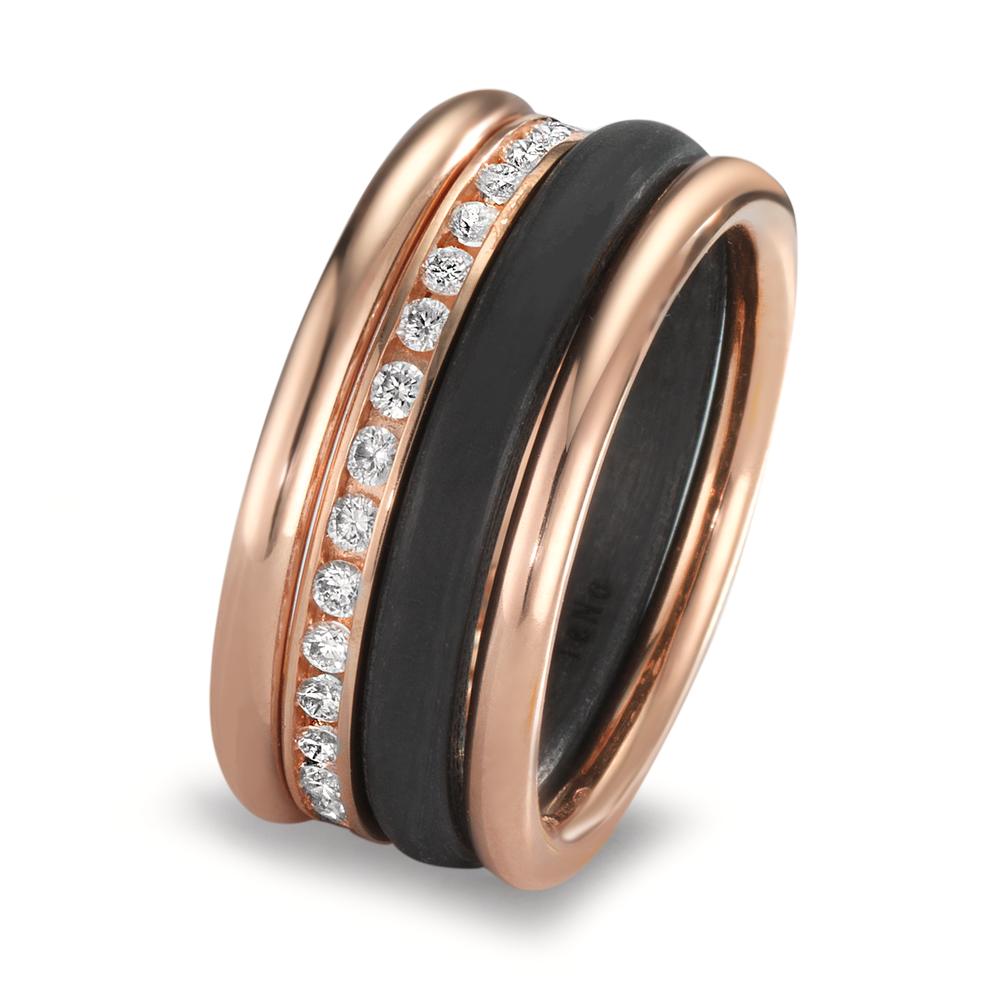 Ring set 18k Red Gold, Carbon Diamond w-si