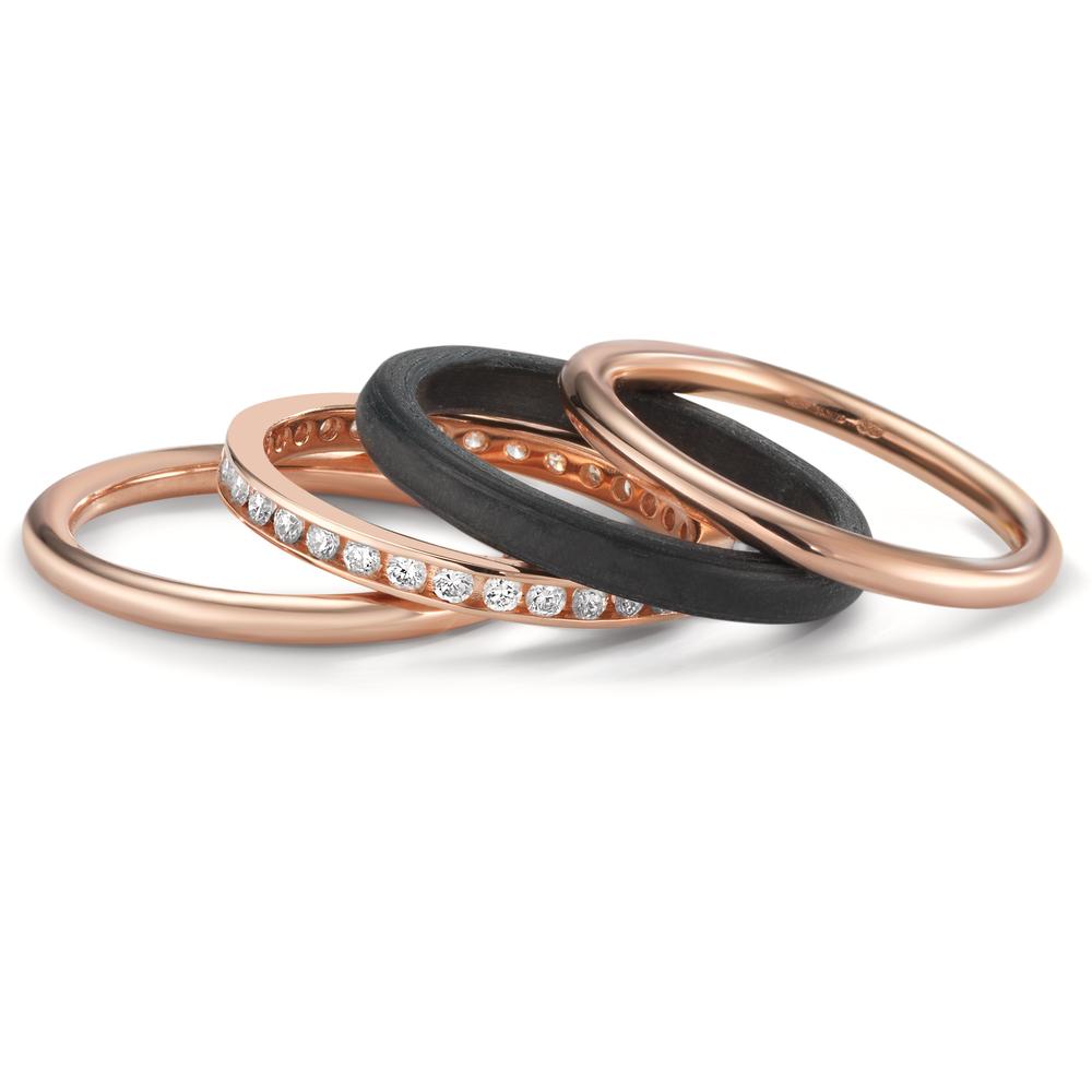 Ring set 18k Red Gold, Carbon Diamond w-si