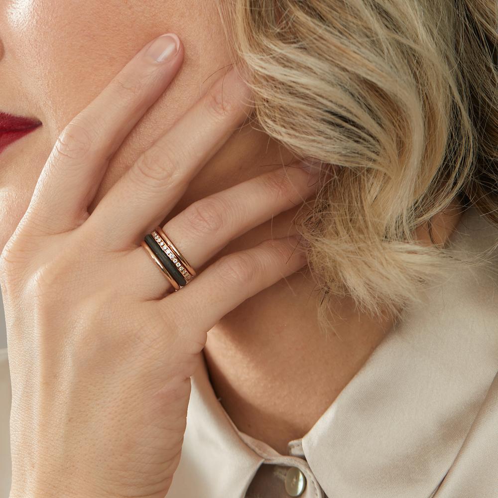 Ring set 18k Red Gold, Carbon Diamond w-si