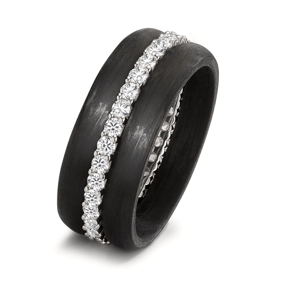 Ring set 18k White Gold, Carbon Diamond 0.75 ct, w-si