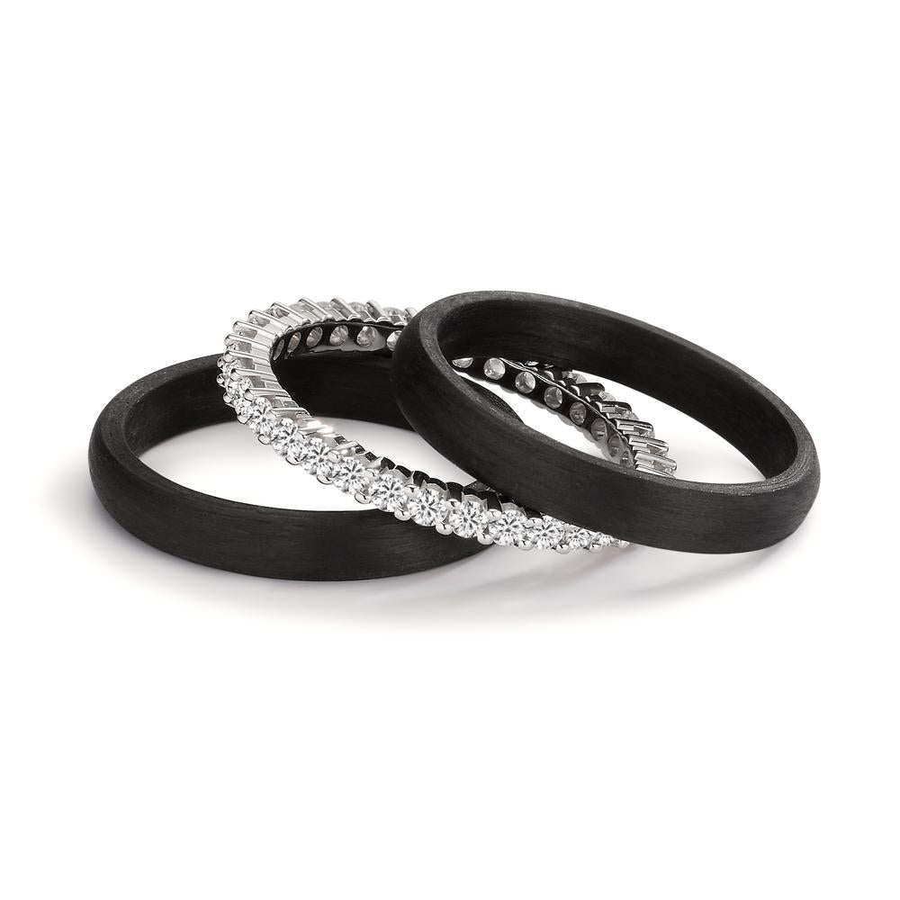 Ring set 18k White Gold, Carbon Diamond 0.75 ct, w-si