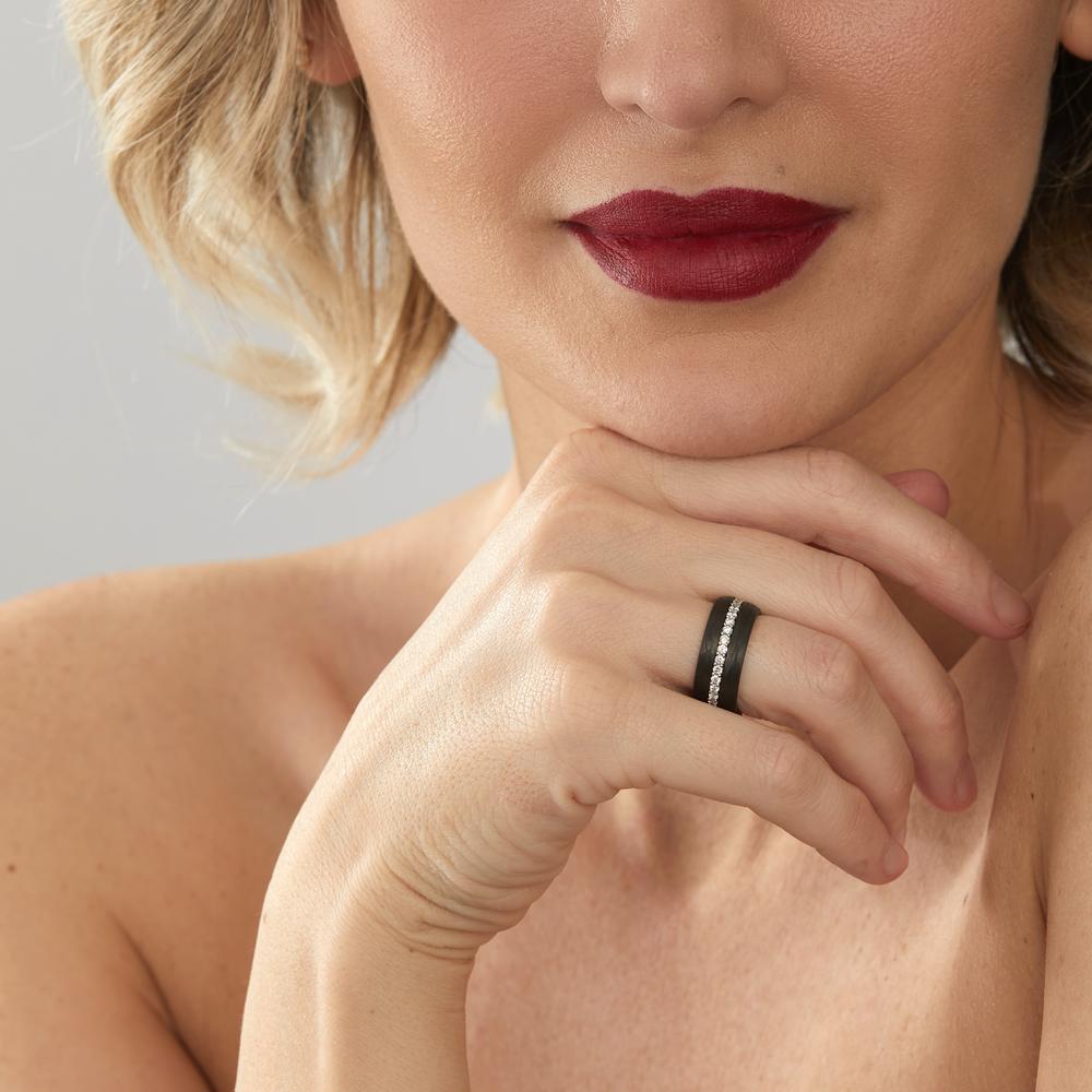 Ring set 18k White Gold, Carbon Diamond 0.75 ct, w-si