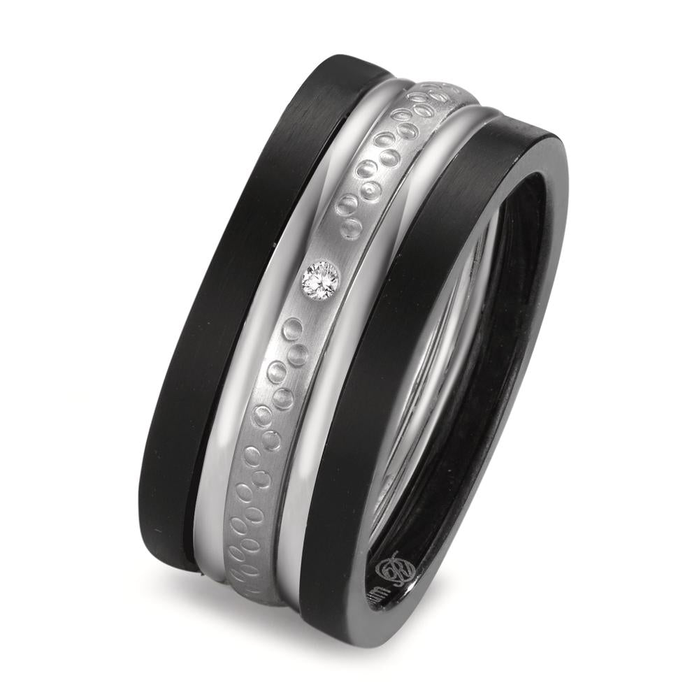 Ring set 18k White Gold, Titanium Diamond 0.014 ct, w-si