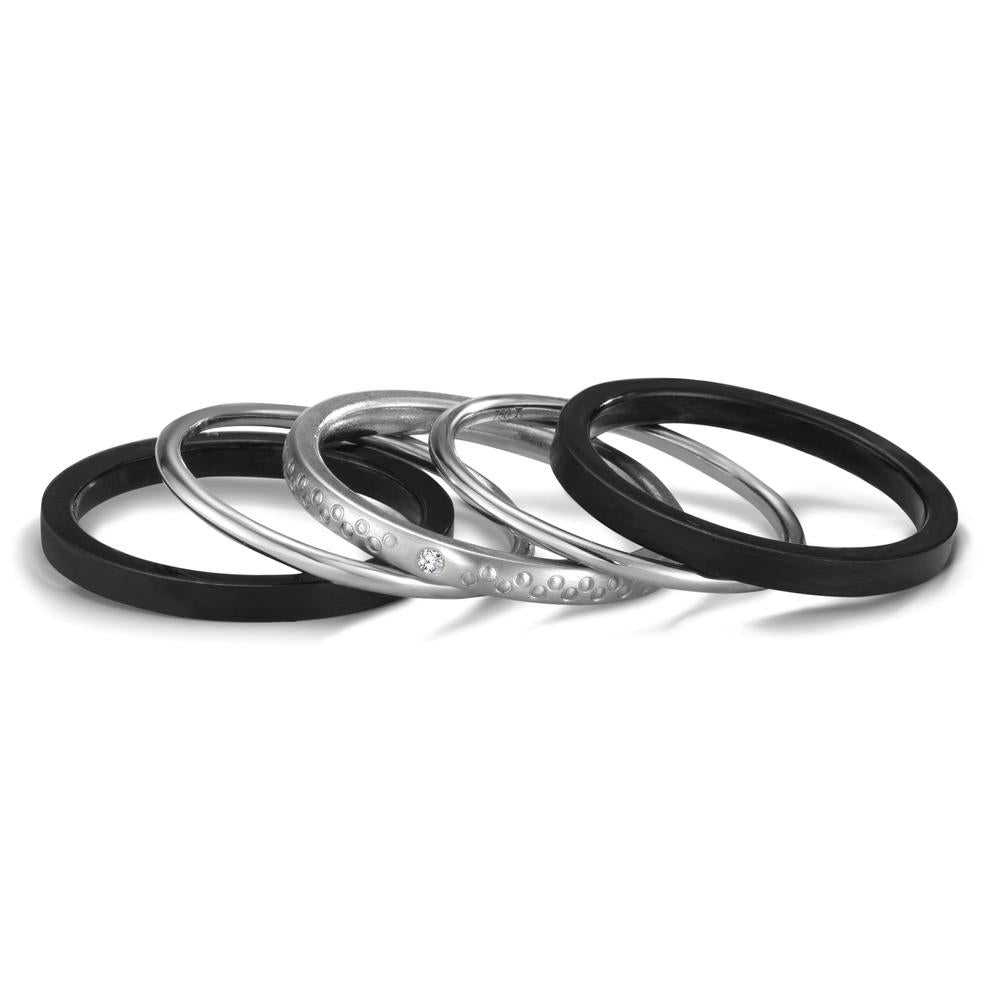 Ring set 18k White Gold, Titanium Diamond 0.014 ct, w-si