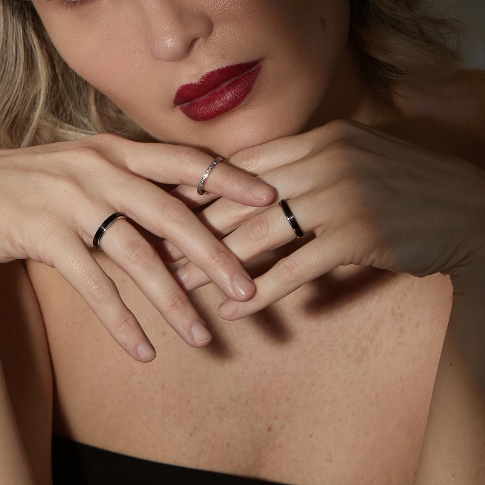 Ring set 18k White Gold, Titanium Diamond 0.014 ct, w-si