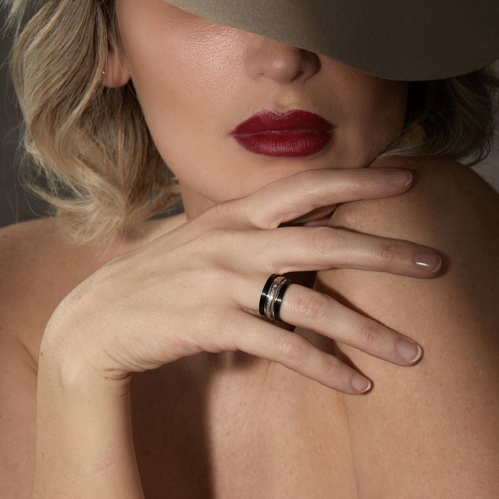 Ring set 18k White Gold, Titanium Diamond 0.014 ct, w-si