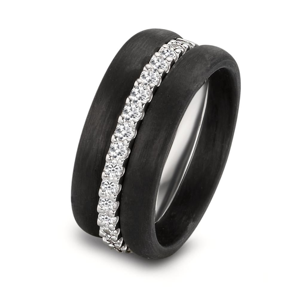 Ring set 9k White Gold, Carbon