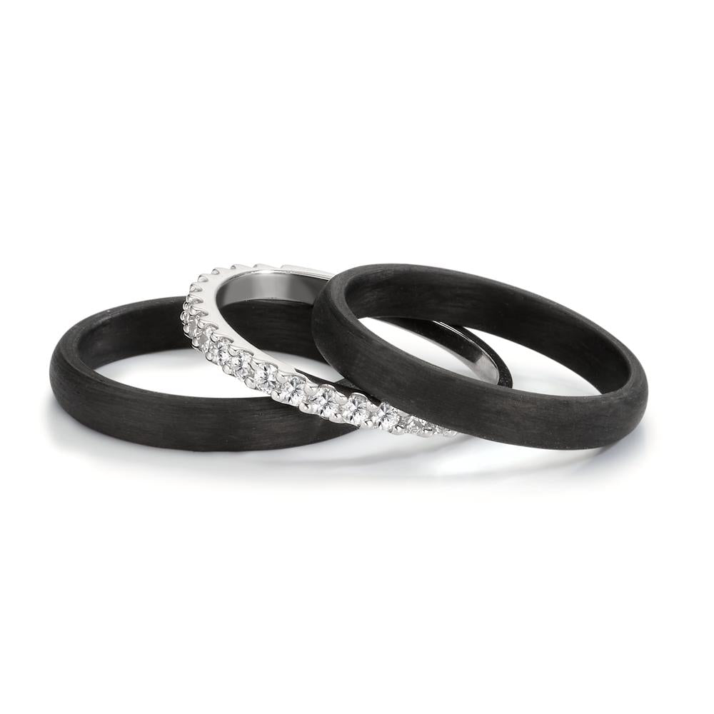 Ring set 9k White Gold, Carbon