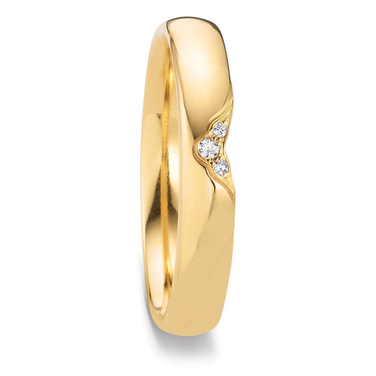 Wedding Ring 18k Yellow Gold Diamond 0.025 ct, 3 Stones, tw-vsi