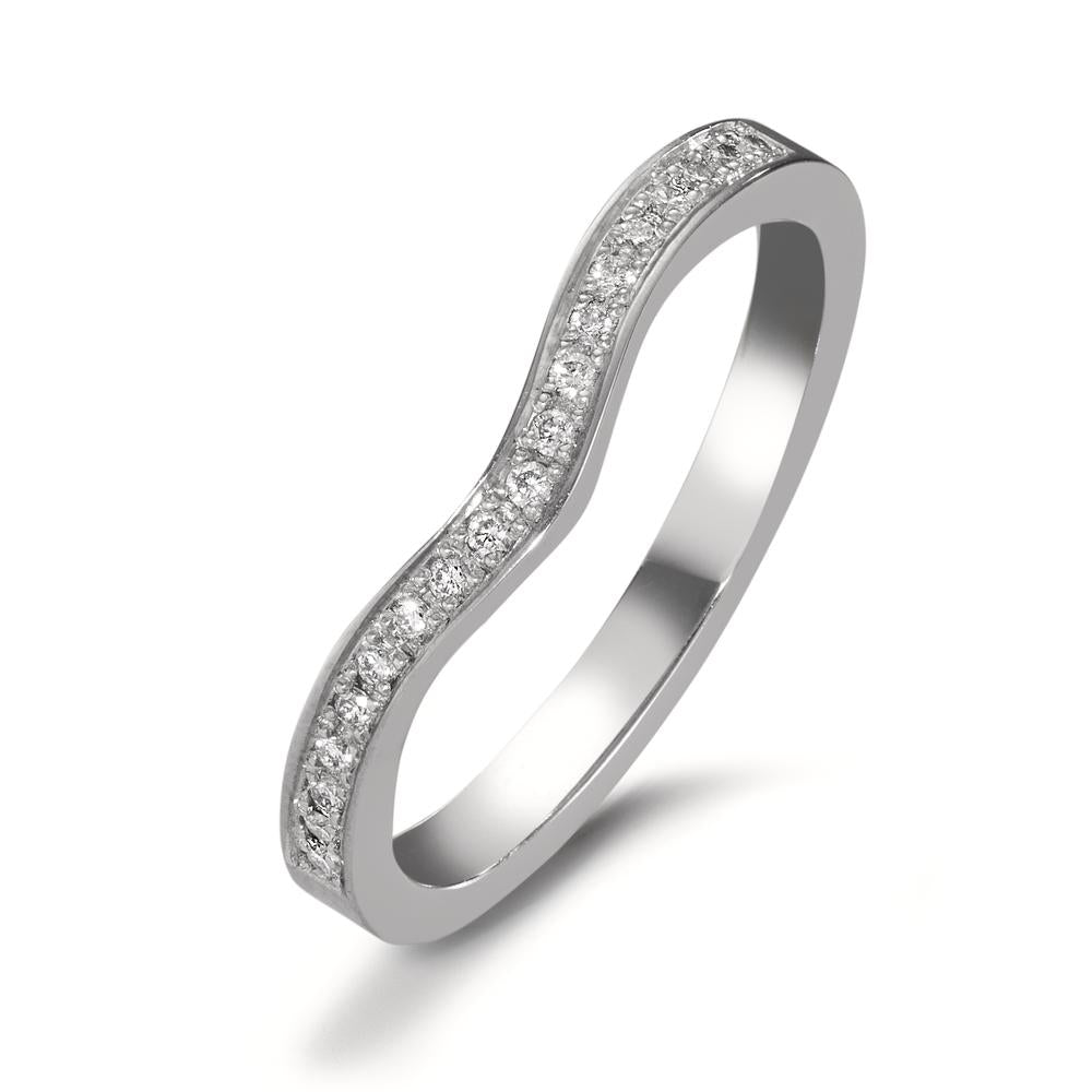 Memory ring 18k White Gold Diamond 0.095 ct, 19 Stones, tw-vsi