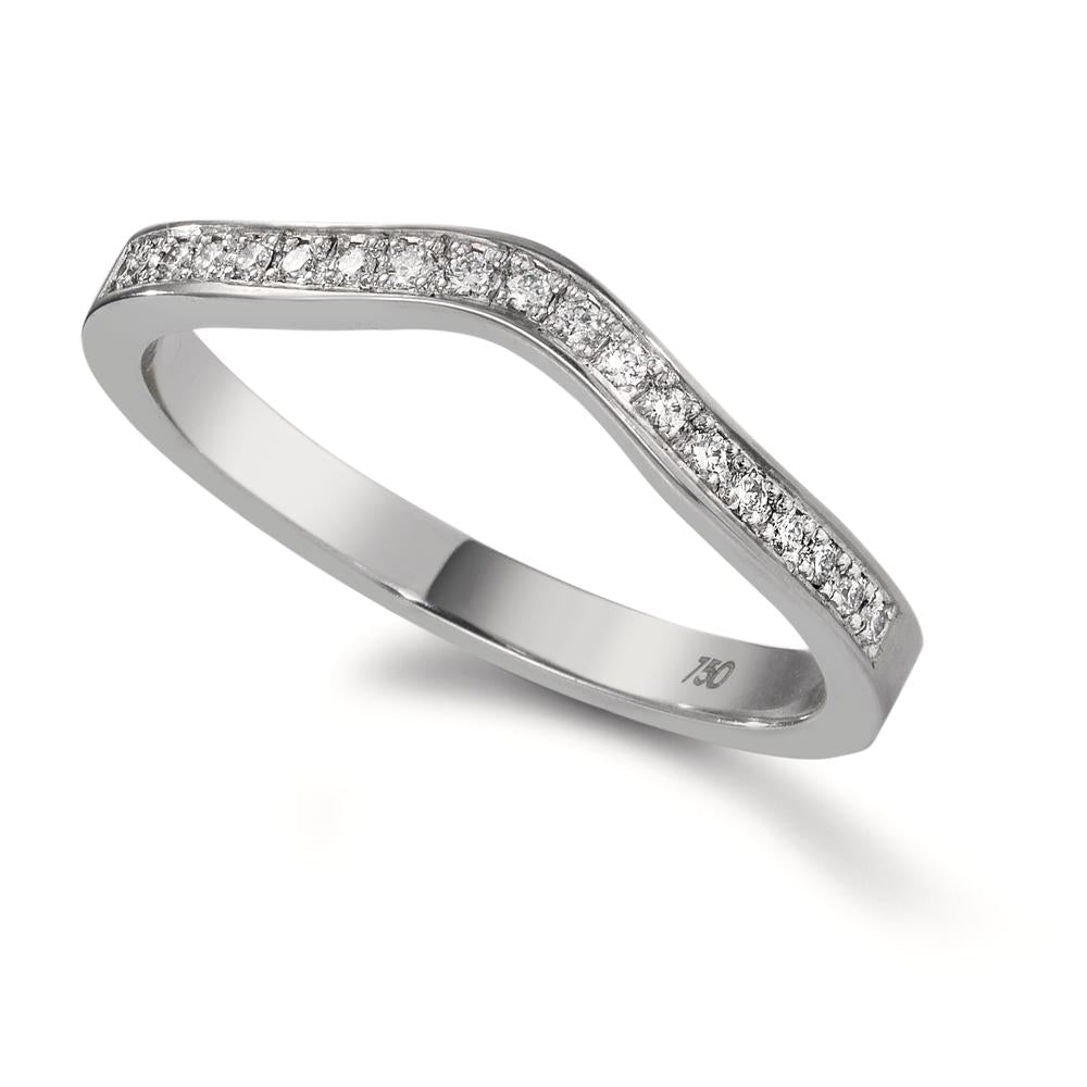 Memory ring 18k White Gold Diamond 0.095 ct, 19 Stones, tw-vsi
