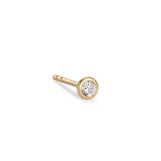 Single stud earring 18k Yellow Gold Zirconia Ø3 mm