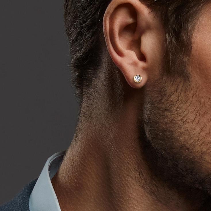 Single stud earring 18k Yellow Gold Zirconia Ø3 mm