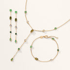 Drop Earrings Bronze Aventurine 10 Stones Gold plated